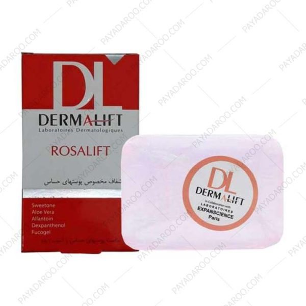 شوینده غیر صابونی (پن) شفاف مخصوص پوست های حساس رزالیفت درمالیفت - Dermalift Rosalift Transparent Sensitive Skin Syndet Bar