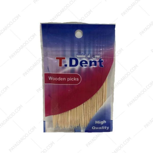 خلال دندان چوبی زیپ کیپ 48 عددی تی دنت - T-Dent wooden toothpicks with zip cap 48