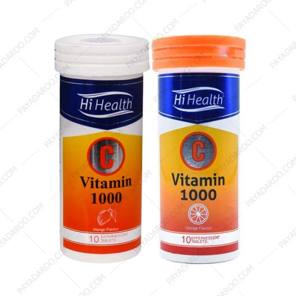 قرص جوشان ویتامین C 1000 میلی گرم‌ های هلث 10 عدد (انبه و پرتقالی) - Hi Health Vitamin C 1000 Mg 10 Effervescent Tabs Mango and Orange