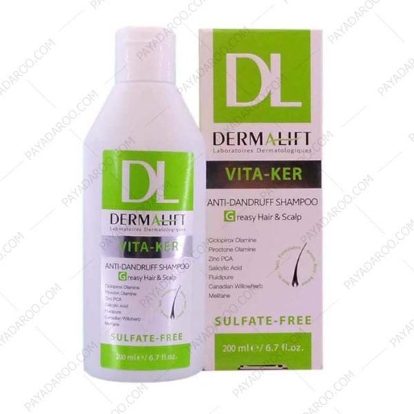 شامپو ضد شوره درمالیفت موی چرب مدل ویتاکر - Dermalift Vita Ker Anti Dandruff Shampoo For Greasy Hair And Scalp 200 ml