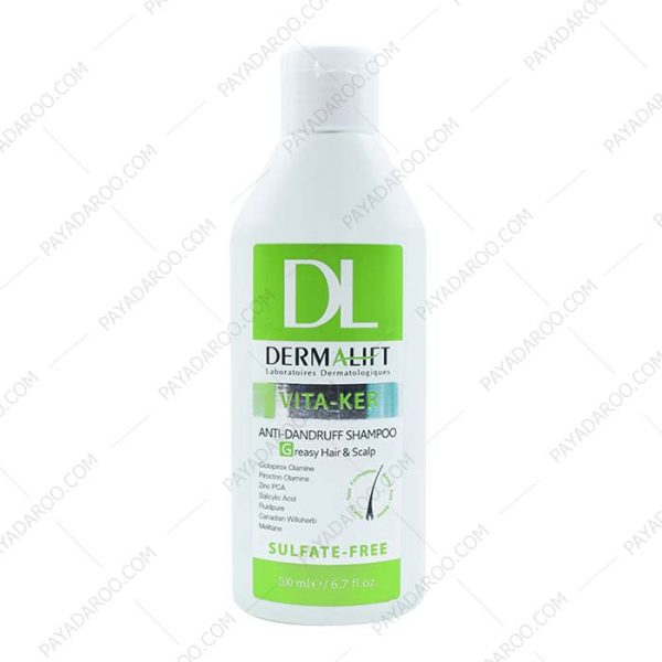 شامپو ضد شوره درمالیفت موی چرب مدل ویتاکر - Dermalift Vita Ker Anti Dandruff Shampoo For Greasy Hair And Scalp 200 ml