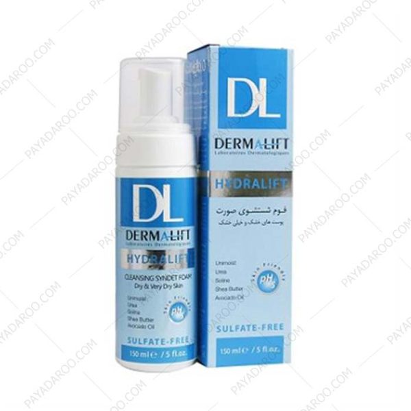 فوم شستشوی صورت هیدرالیفت درمالیفت پوست خشک و معمولی - Dermalift Hydralift Cleaninig Syndet Foam for Dry and Very Dry Skin 150 ml