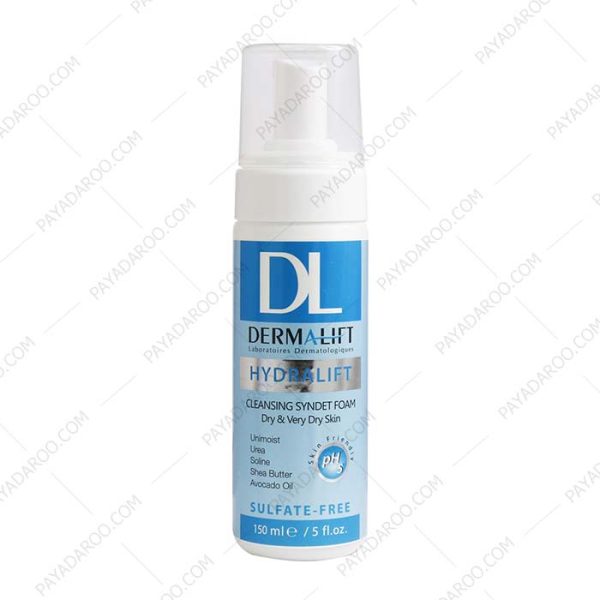 فوم شستشوی صورت هیدرالیفت درمالیفت پوست خشک و معمولی - Dermalift Hydralift Cleaninig Syndet Foam for Dry and Very Dry Skin 150 ml
