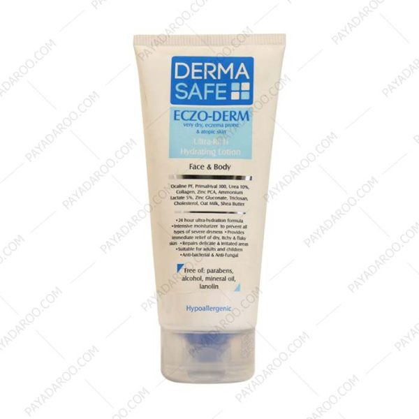 لوسیون مرطوب کننده اوره 10 درصد درماسیف مدل Eczo-Derm - Derma Safe Eczo Derm Ultra Rich Lotion For Very Dry, Eczema Prone & Atopic Skin 200 ml