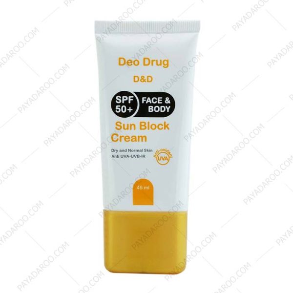 کرم ضد آفتاب SPF 50 بی رنگ دئودراگ مناسب پوست خشک و معمولی - Deo Drug Sun Block Cream SPF 50