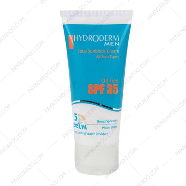 کرم ضد آفتاب آقایان هیدرودرم SPF35 - Hydroderm Total Sunblock Cream SPF35 For Men 50 ml