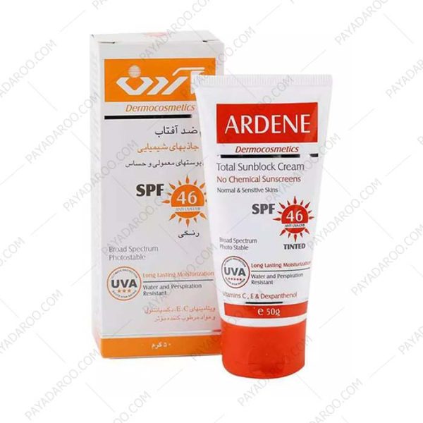 کرم ضد آفتاب رنگی SPF46 آردن فاقد جاذب های شیمیایی مناسب پوست های معمولی و حساس - Ardene Total Sunblock Tinted Cream No Chemical Sunscreens SPF46 50 g
