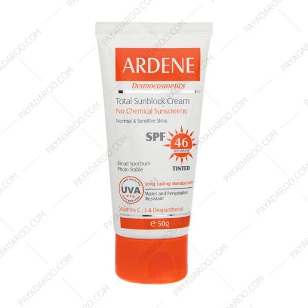کرم ضد آفتاب رنگی SPF46 آردن فاقد جاذب های شیمیایی مناسب پوست های معمولی و حساس - Ardene Total Sunblock Tinted Cream No Chemical Sunscreens SPF46 50 g