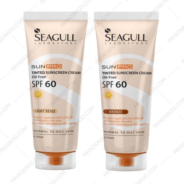 کرم ضد آفتاب رنگی سی گل SPF60 فاقد چربی - Seagull Tinted Sunscreen SPF 60 cream Oil Free 50 ml