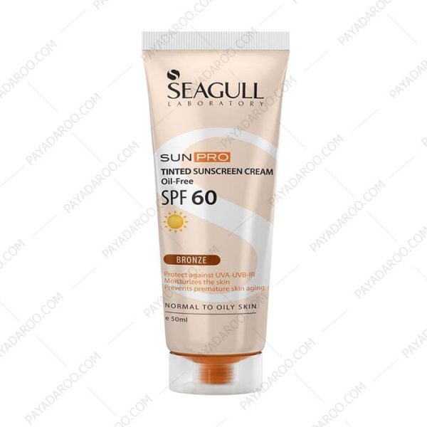 کرم ضد آفتاب رنگی سی گل SPF60 فاقد چربی برنز - Seagull Tinted Sunscreen SPF 60 cream Oil Free 50 ml Bronze