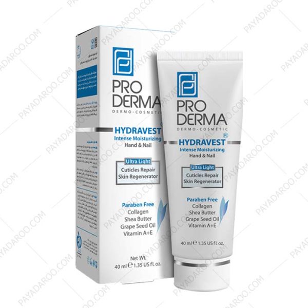 کرم مرطوب کننده دست و ناخن پرودرما مدل Hydravest - Pro Derma Hydravest Intense Moisturizing Hand And Nail Cream 40 ml
