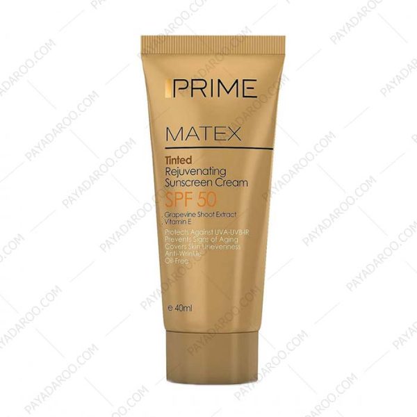 کرم ضد آفتاب جوان کننده پریم SPF50 رنگی - Prime Rejuvenating Sunscreen Cream SPF50 40 ml Tinted