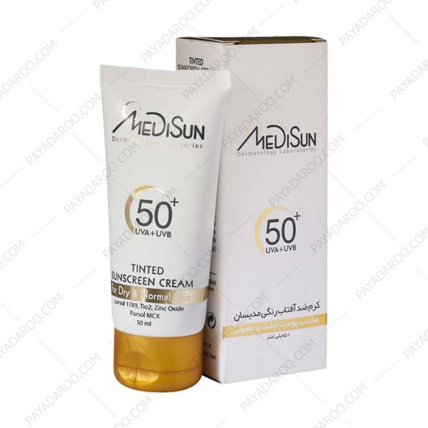 کرم ضد آفتاب رنگی SPF50 مدیسان مناسب پوست معمولی و خشک - Medisun Tinted Sunscreen Cream SPF50 50 ml