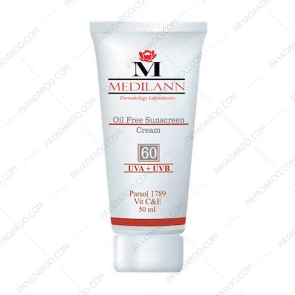 کرم ضد آفتاب رنگی SPF60 مدیلن فاقد چربی - Medilann Sunscreen SPF60 Tinted Cream For Oily And Acne Skins 50 ml