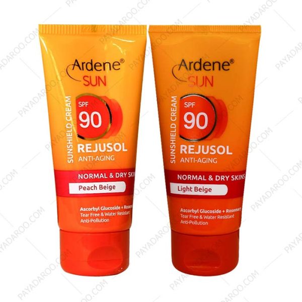 کرم ضد آفتاب رنگی رژوسول آردن SPF90 مناسب پوست معمولی و خشک (بژ روشن و بژ هلویی) - Ardene Rejusol Sunscreen Cream SPF90 For Normal And Dry Skins 50gr