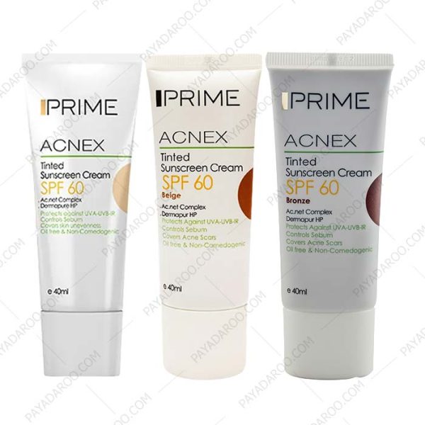 کرم ضد آفتاب فاقد چربی پریم SPF60 مناسب پوست های چرب و دارای جوش رنگ - Prime Acnex Sunscreen Cream SPF60 40 ml