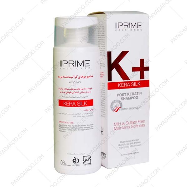 شامپو فاقد سولفات موهای کراتینه شده مدل +K پریم - Prime K+ Kera Silk Post Keratin Shampoo 250 ml