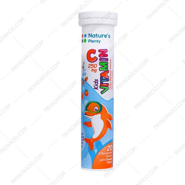 قرص جوشان ویتامین C 250 کودکان نیچرز پلنتی - Natures Plenty Vitamin C Kids 20 Effervescent Tabs