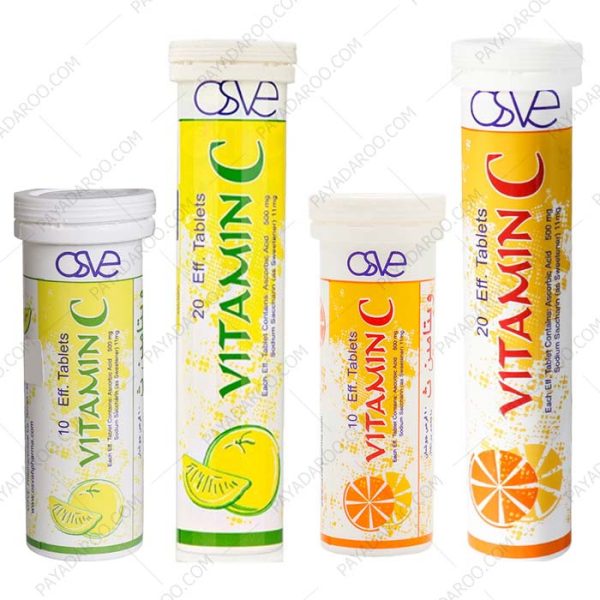 قرص جوشان ویتامین C 500 میلی گرم اسوه (لیمویی و پرتقال) - Osve Vitamin C 20 Effervescent Tablets (Lemon And Orange)