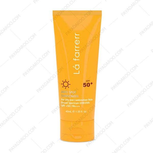 کرم ضد آفتاب و ضد لک SPF50 بی رنگ لافارر پوست چرب - La Farrerr Anti Spot Sunsceen Cream for Oily and Acne Prone Skin SPF50 40 ml