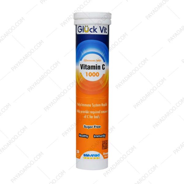 قرص جوشان ویتامین سی 1000 میلی گرم گلوک ویت 20 عدد - Gluck Vit Vitamin C 1000mg 20 Effervescent Tablet