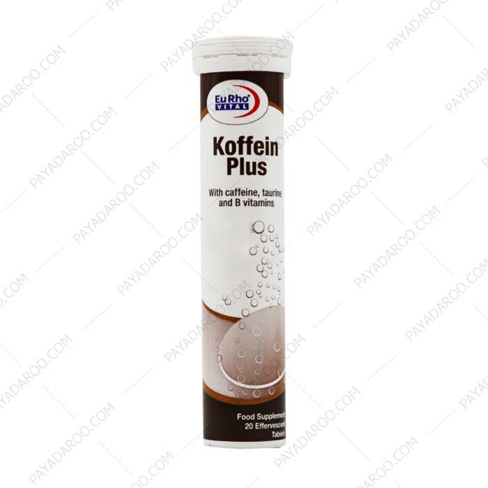 قرص جوشان کافئین پلاس یوروویتال 20 عدد - eurhovital koffein plus 20 effervescent tablets