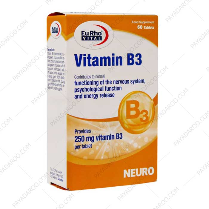 قرص ویتامین ب3 یوروویتال 250 میلی گرم 60 عدد - eurhovital vitamin b3 250mg 60 tablets