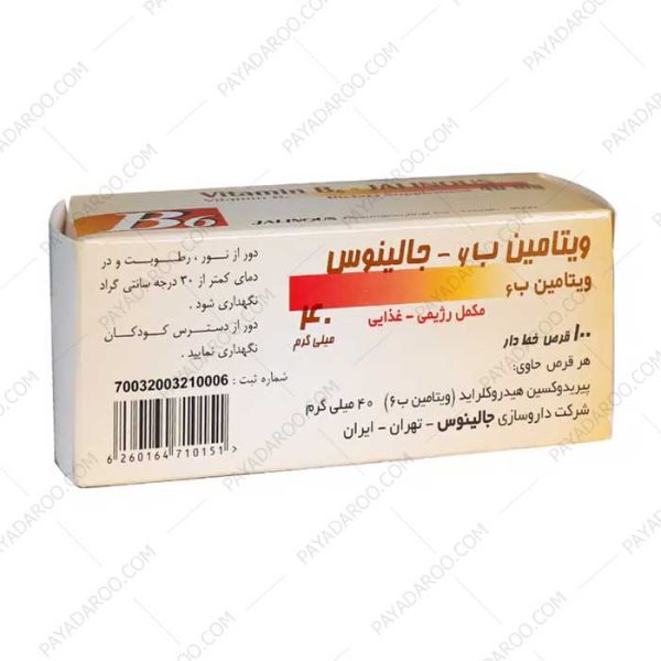 قرص ویتامین ب6 جالینوس 100 عدد - jalinous vitamin b6 40mg 100 tabs