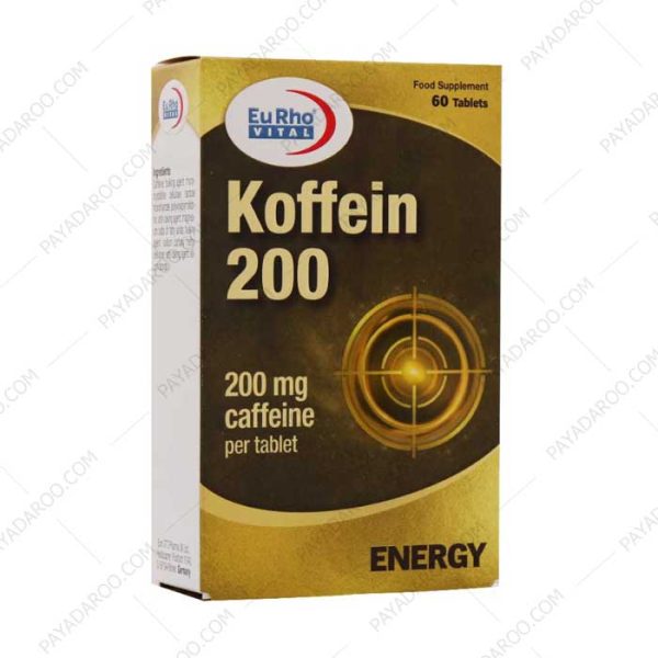 قرص کافئین 200 میلی گرم یوروویتال 60 عدد - eurho vital koffein 200mg 60 tabs